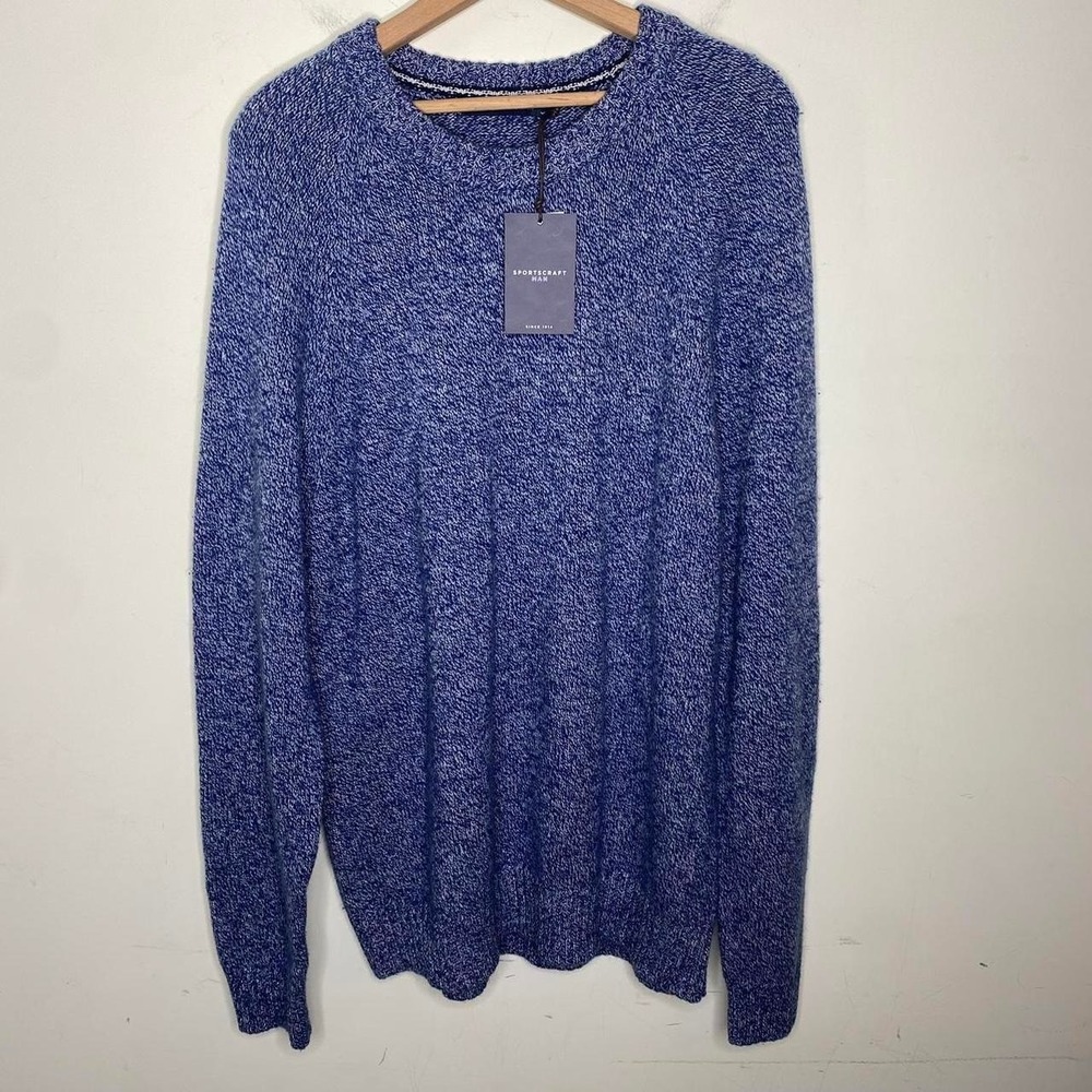 NWT Wool Blend Sportscraft Large Blue 57% Polyamide & 43% Wool Sweater